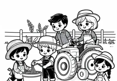 Kinder als Landwirte Malvorlage kostenlos herunterladen