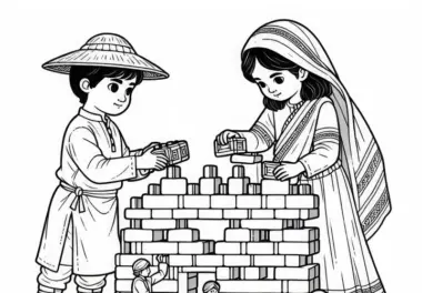 Kinder Bauen Aus Bausteinen Mini-Befestigung Nach Malvorlage Historische Schlachten Kostenlos
