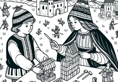 Kinder Bauen Aus Holz: Miniaturburg Ausmalbild Ritterzeit Gratis