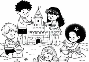 Im Sandkasten: Ausmalbilder für Kinder