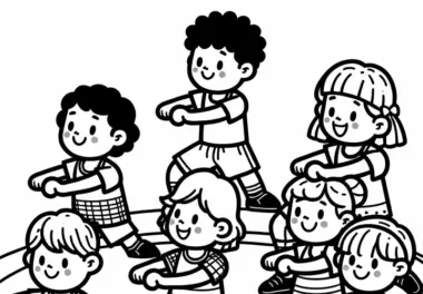 Kinder beim Aerobic – Ausmalbild kostenlos