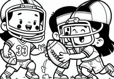 Kinder beim American Football Ausmalbild gratis
