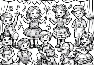 Kinder, die sich als Schauspieler ausgeben – Malvorlage gratis