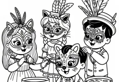 ## Kinder, die sich beim Karneval schminken lassen mit Tiergesichtern