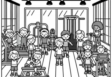 Kinder im Fitnessstudio – Ausmalbild Kostenlos