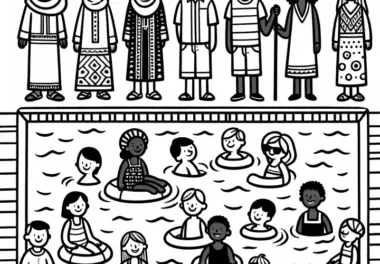 Kinder im Pool – Malvorlage Kostenlos