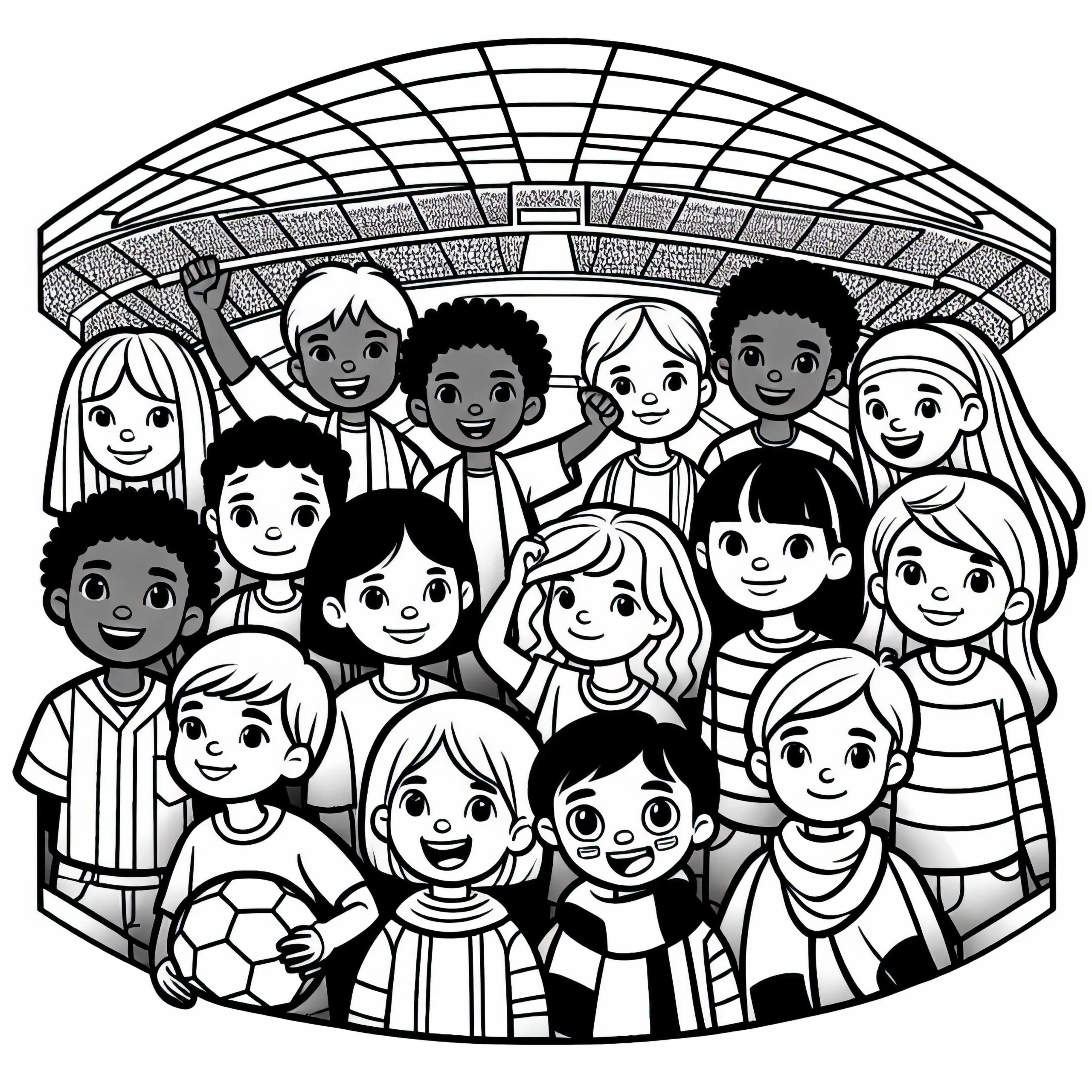 Kinder im Stadion Ausmalbild Gratis