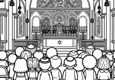 Kinder in Synagoge – Ausmalbild Kostenlos