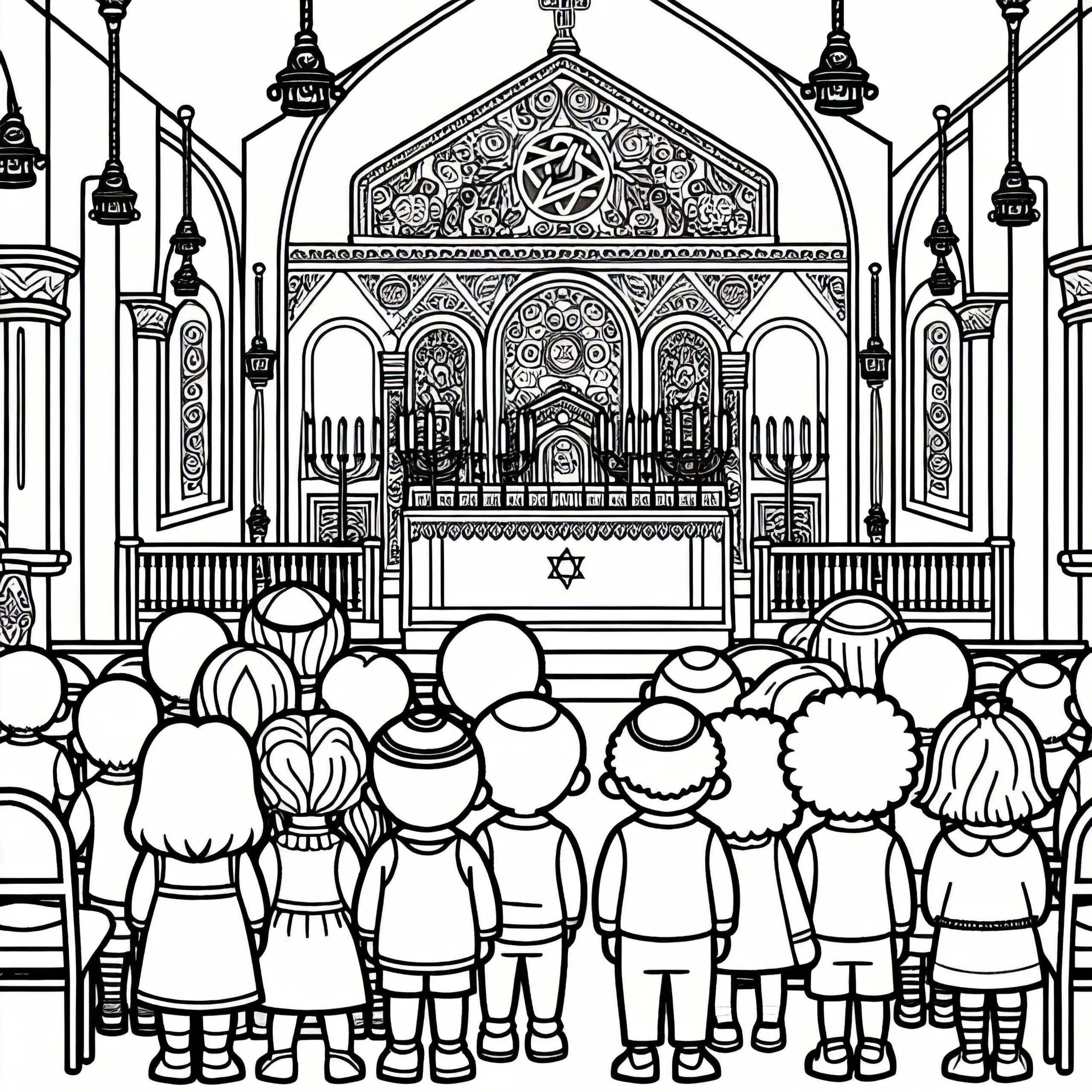 Kinder in Synagoge – Ausmalbild Kostenlos