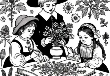 Kinder Malen Blumen Nach In Einem Buch Malvorlage Hexenverfolgung Gratis