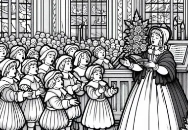 Kinder singen einen Reformationschoral – Ausmalbild Reformation gratis