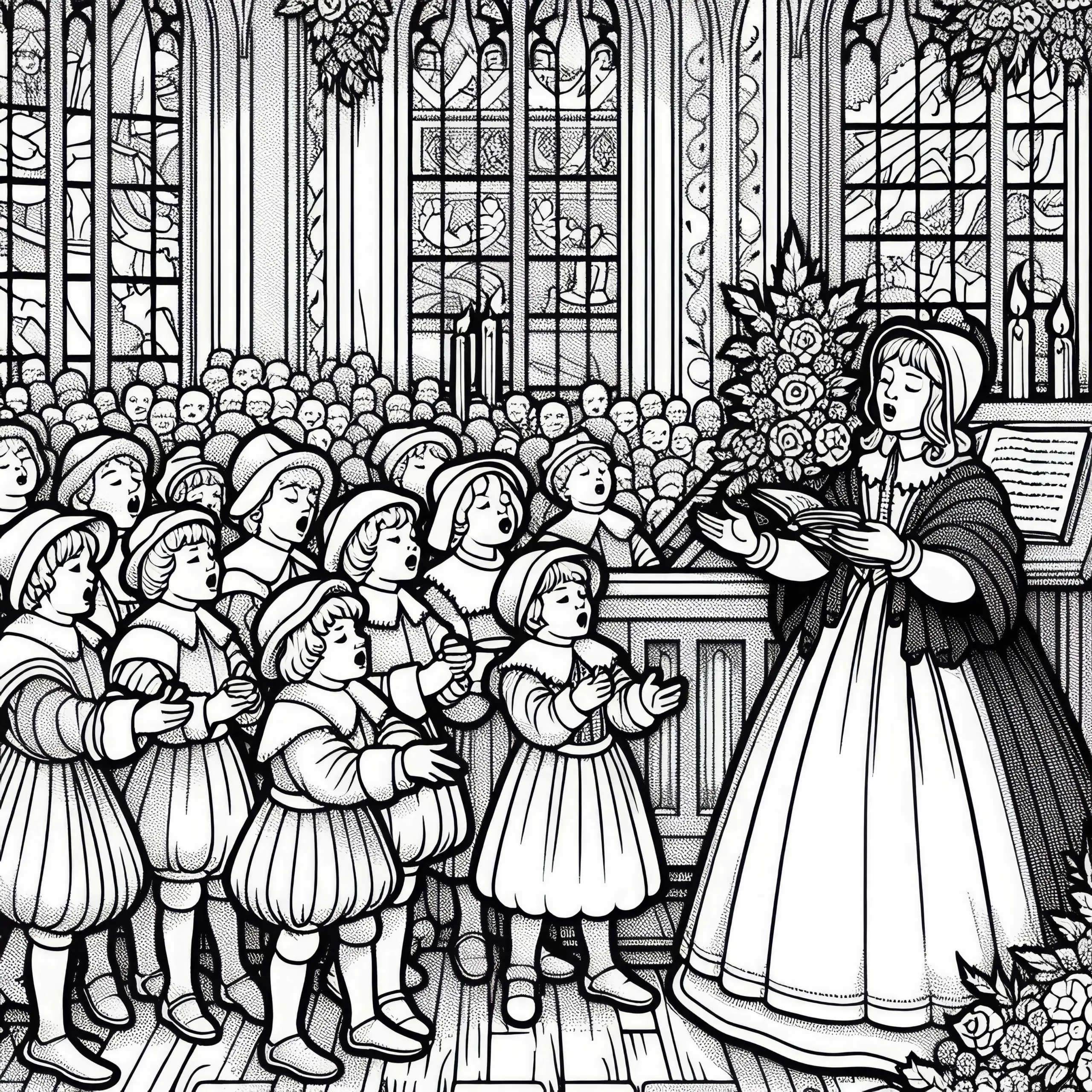 Kinder singen einen Reformationschoral – Ausmalbild Reformation gratis