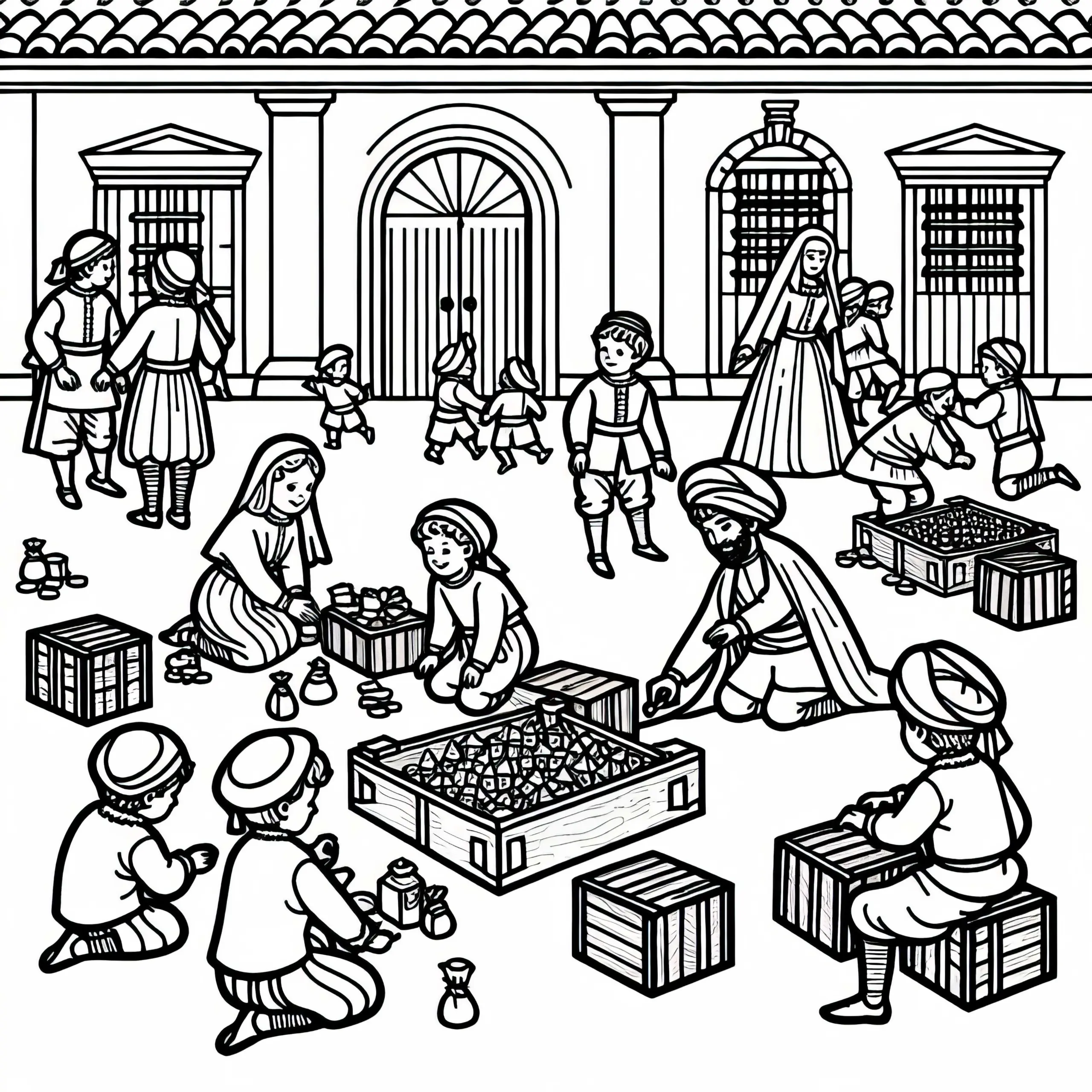 Kinder Spielen Auf Platz – Ausmalbild Goldenes Zeitalter Spaniens Kostenlos