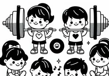 Kinder spielen Bodybuilding Malvorlage kostenlos