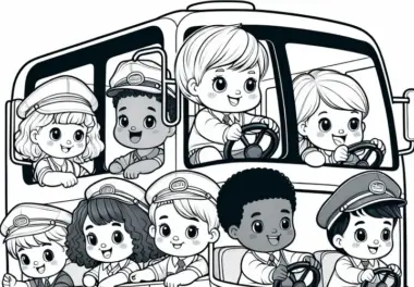 Kinder Spielen Busfahrer Ausmalbild Einfach Kostenlos