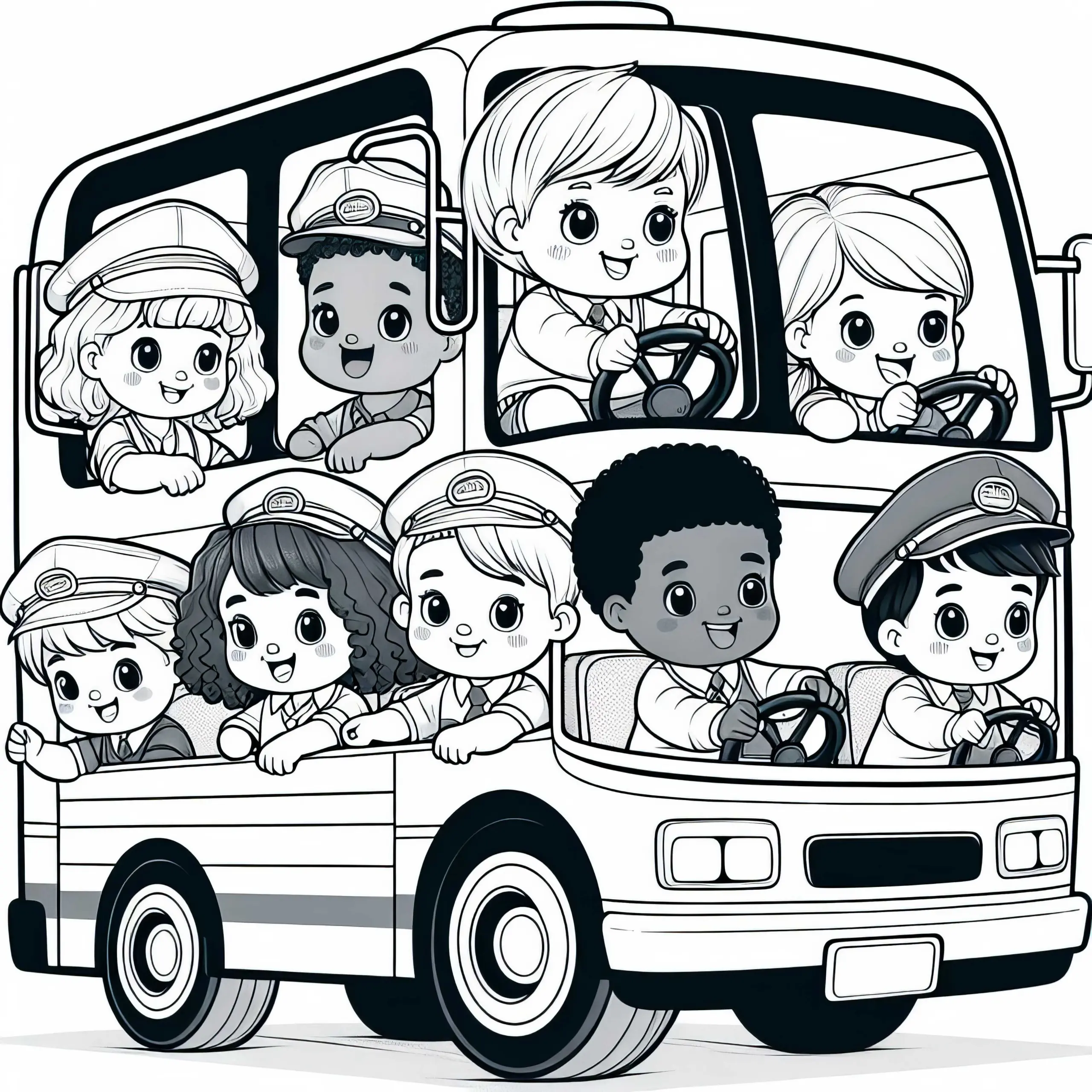 Kinder Spielen Busfahrer Ausmalbild Einfach Kostenlos