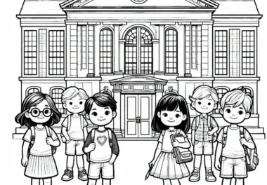 Kinder vor Schule Malvorlage Gratis