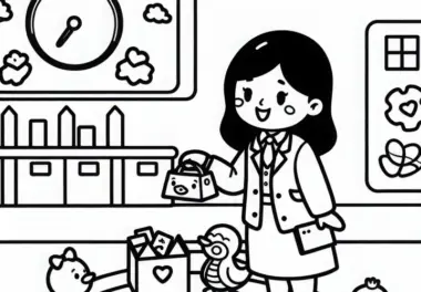 Kindergärtnerin organisiert einen Kreis zum Spielen – Malvorlage gratis herunterladen