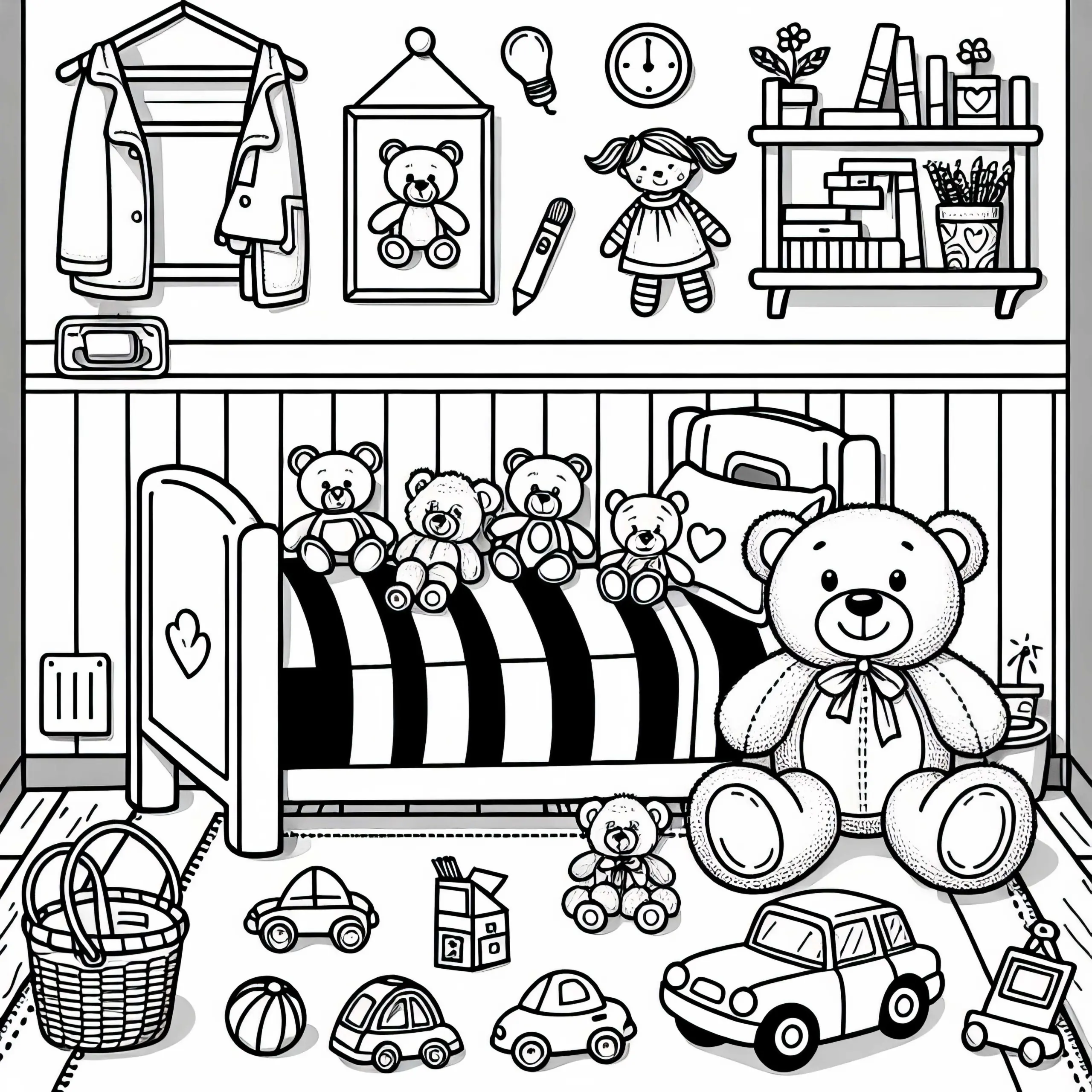 Kinderzimmer Malvorlage Gratis (Ausmalbild)