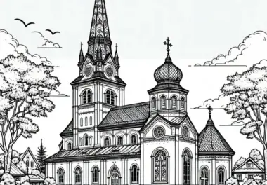 Malvorlage für eine Kirche – Kostenloser Download