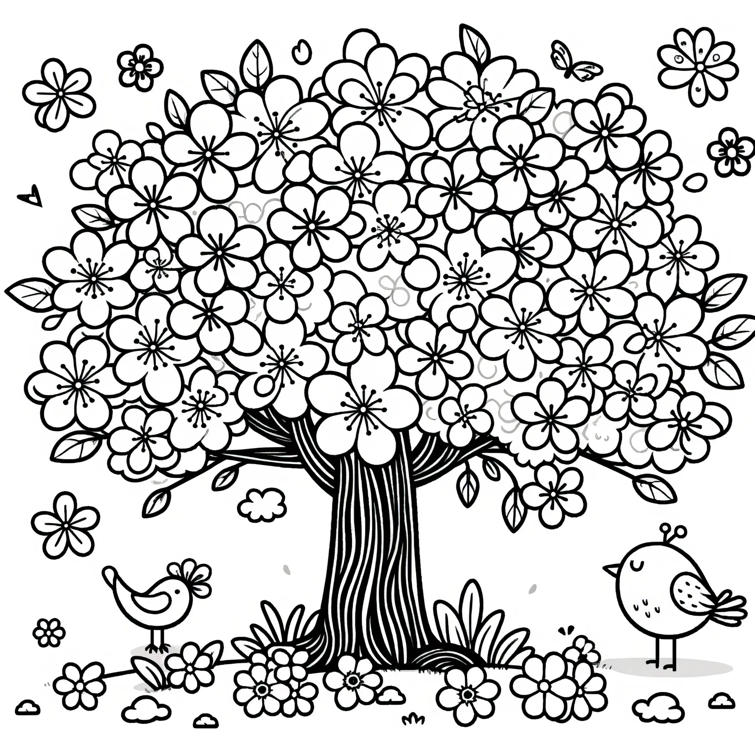 Kirschbaum als kostenloses Ausmalbild