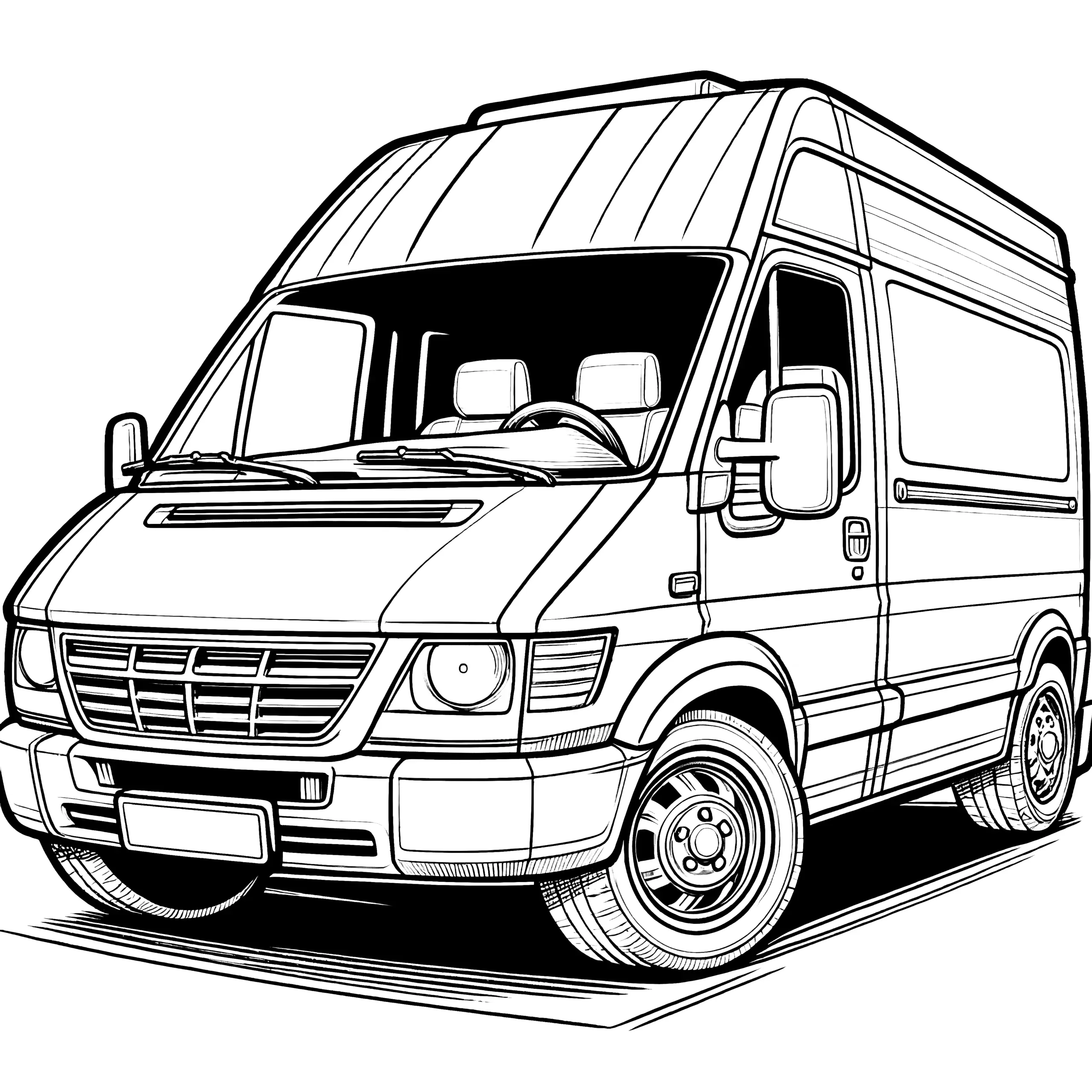 Klassischer Lieferwagen: Malvorlage zum Download (Gratis) (Ausmalbild)