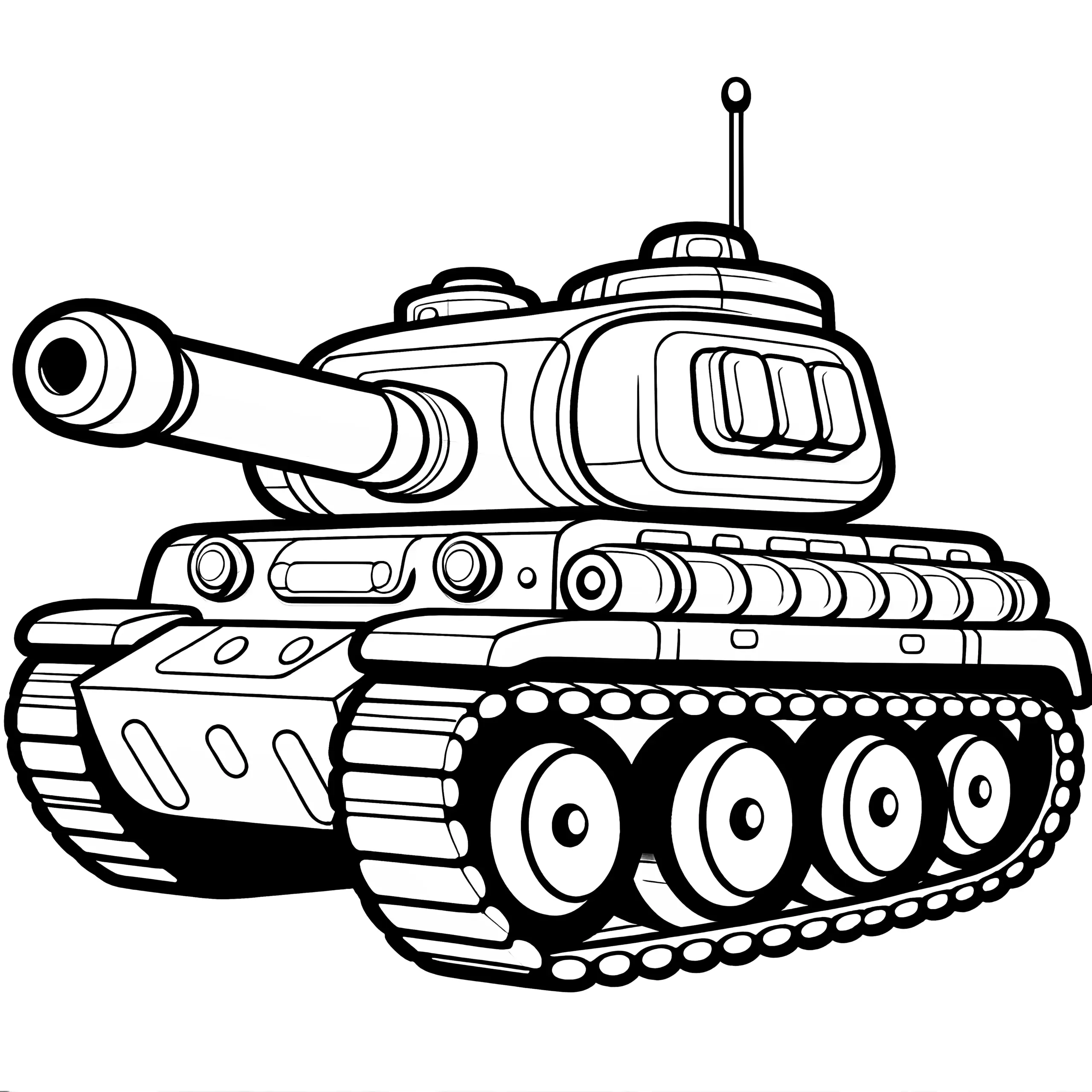 Klassischer Panzer: Einfaches Ausmalbild gratis zum Download