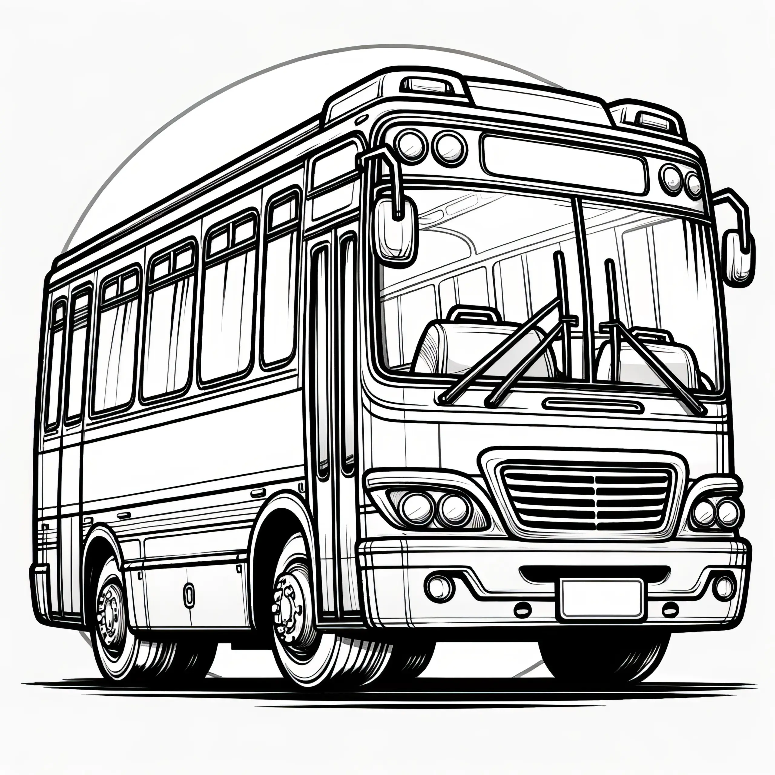 Klassischer Schulbus: Bild zum Ausmalen gratis Download (Ausmalbild)