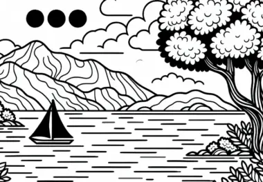 Kleine Insel im Meer – Malvorlage Kostenlos
