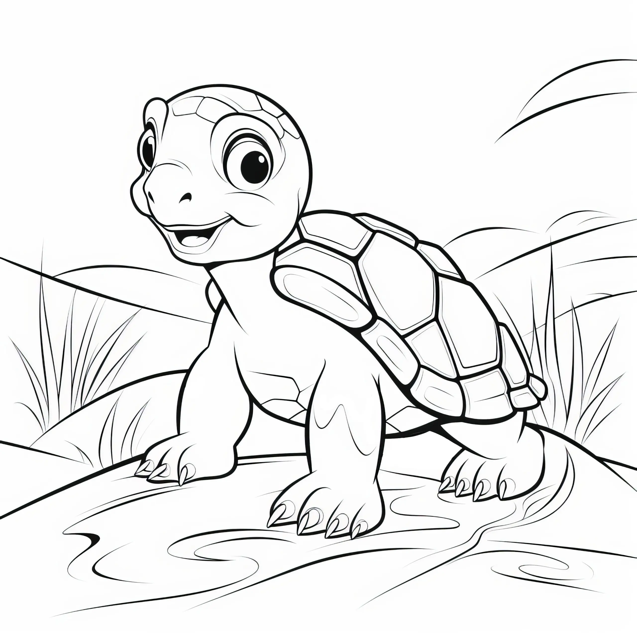 Kleine Landschildkröte als Ausmalbild – kostenlos