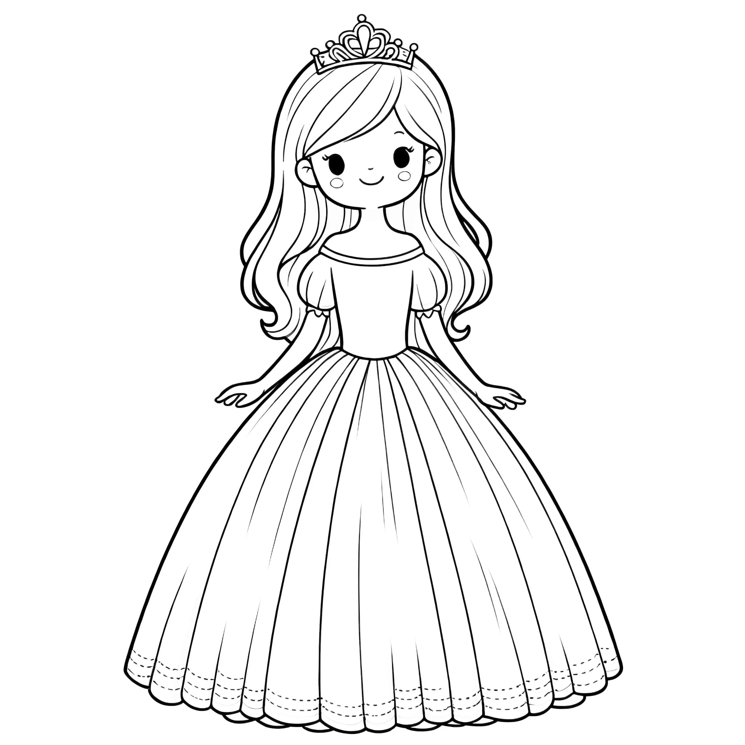 Kleine Prinzessin: Einfache Malvorlage für Kinder (Ausmalbild)
