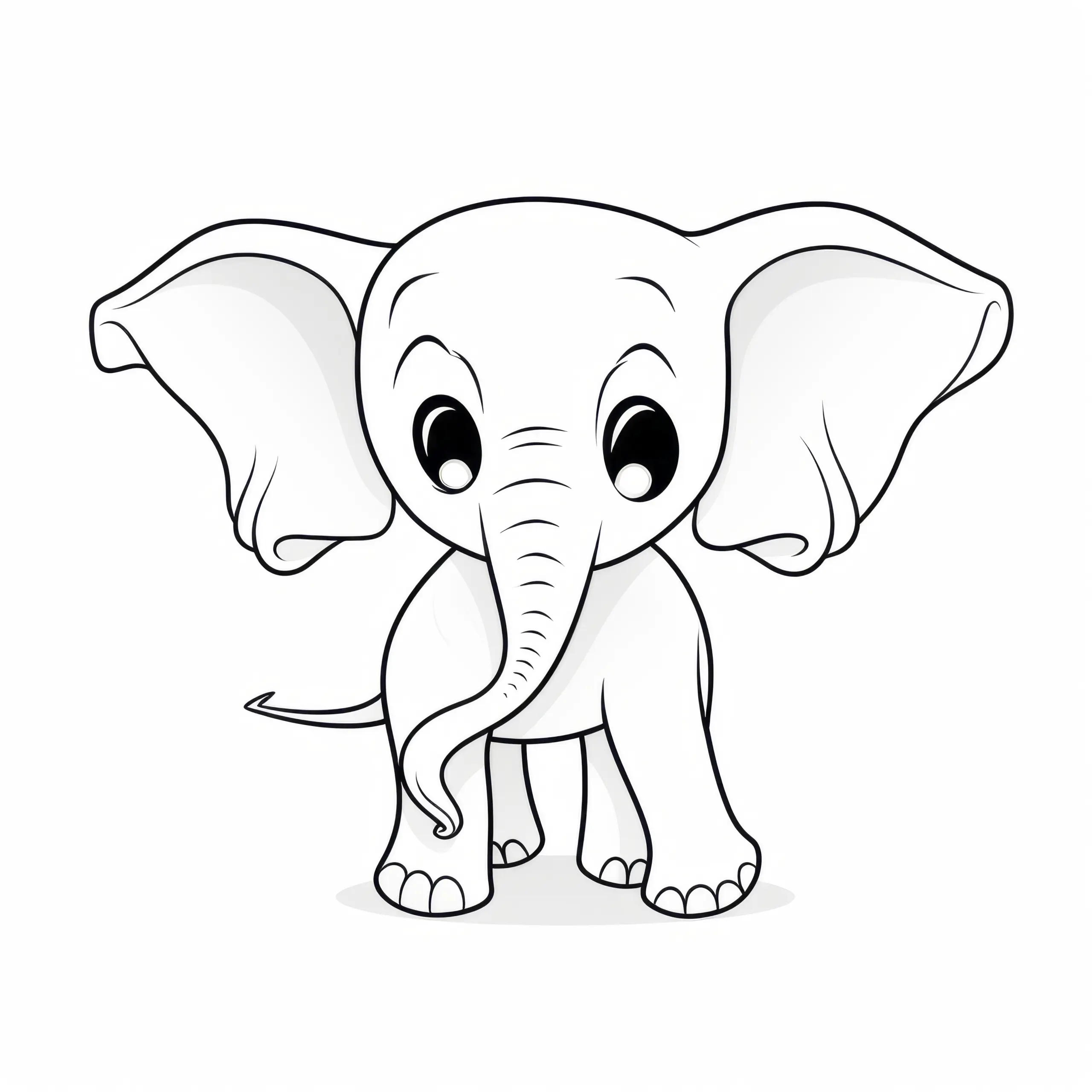 Kleiner süßer Elefant: Einfache Malvorlage zum Ausmalen (Kostenlos) (Ausmalbild)