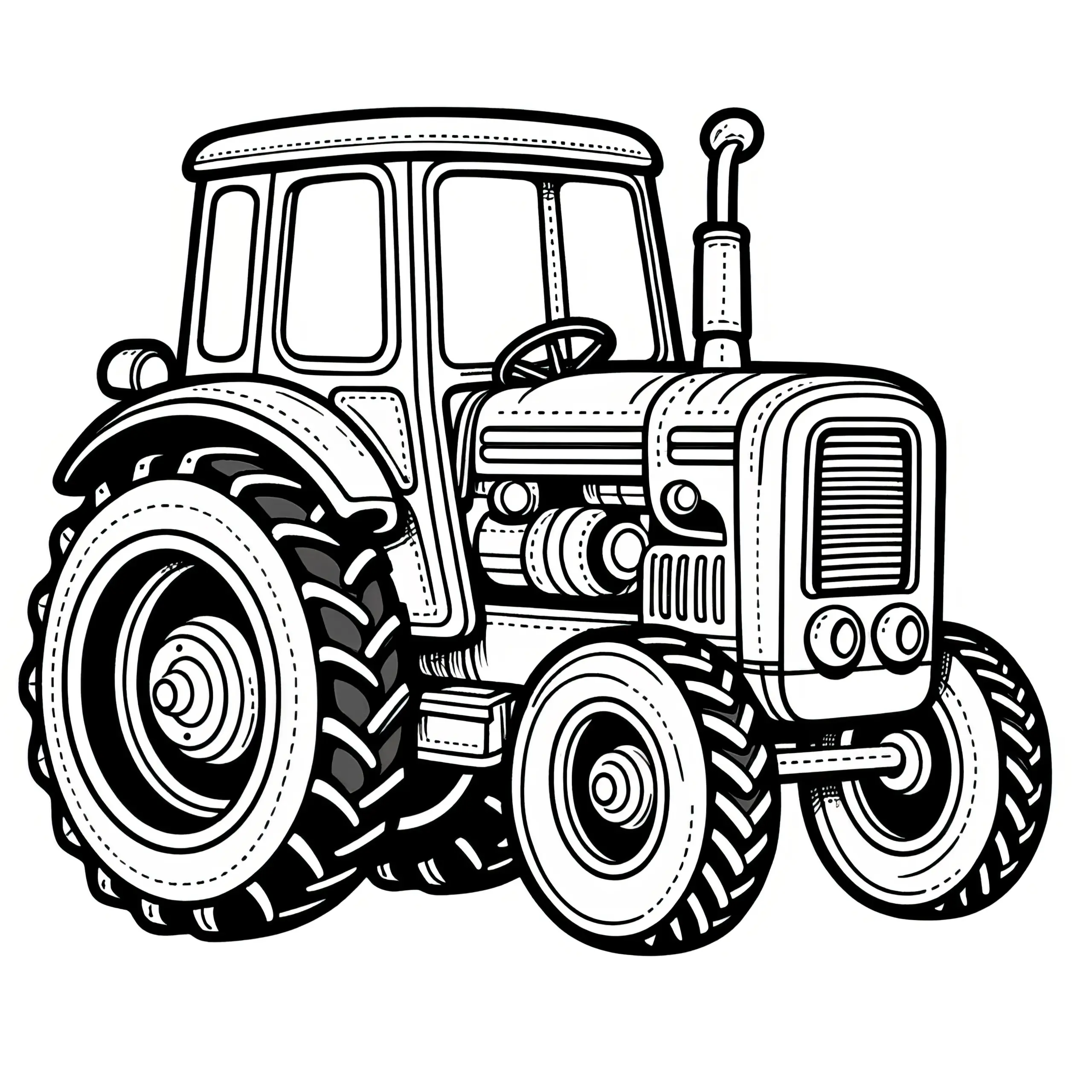 Kleiner Traktor zum Ausmalen: Einfache Malvorlage zum Download (Gratis) (Ausmalbild)