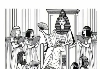 Kleopatra auf dem Thron – Malvorlage historischer Frauenfiguren kostenlos