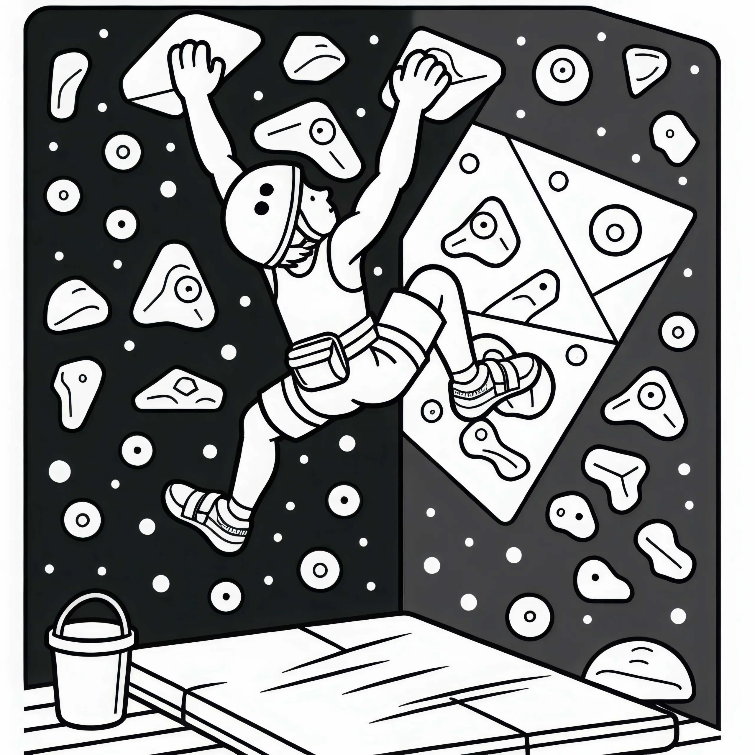 Kletterer an Boulderwand Ausmalbild