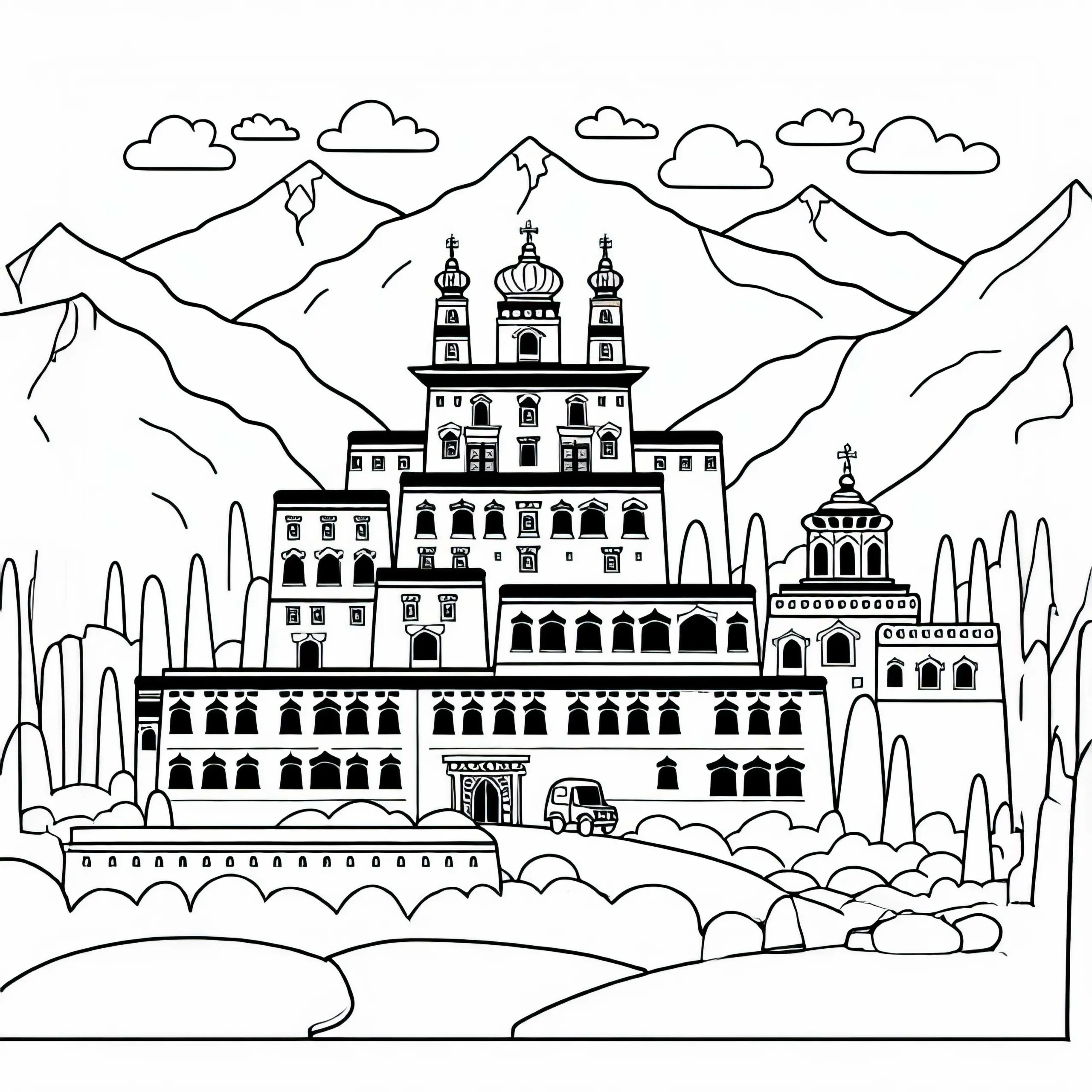 Kloster Malvorlage Gratis (Ausmalbild)