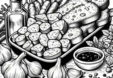 Knoblauchbrot als Beilage zum Essen – Malvorlage Kostenlos
