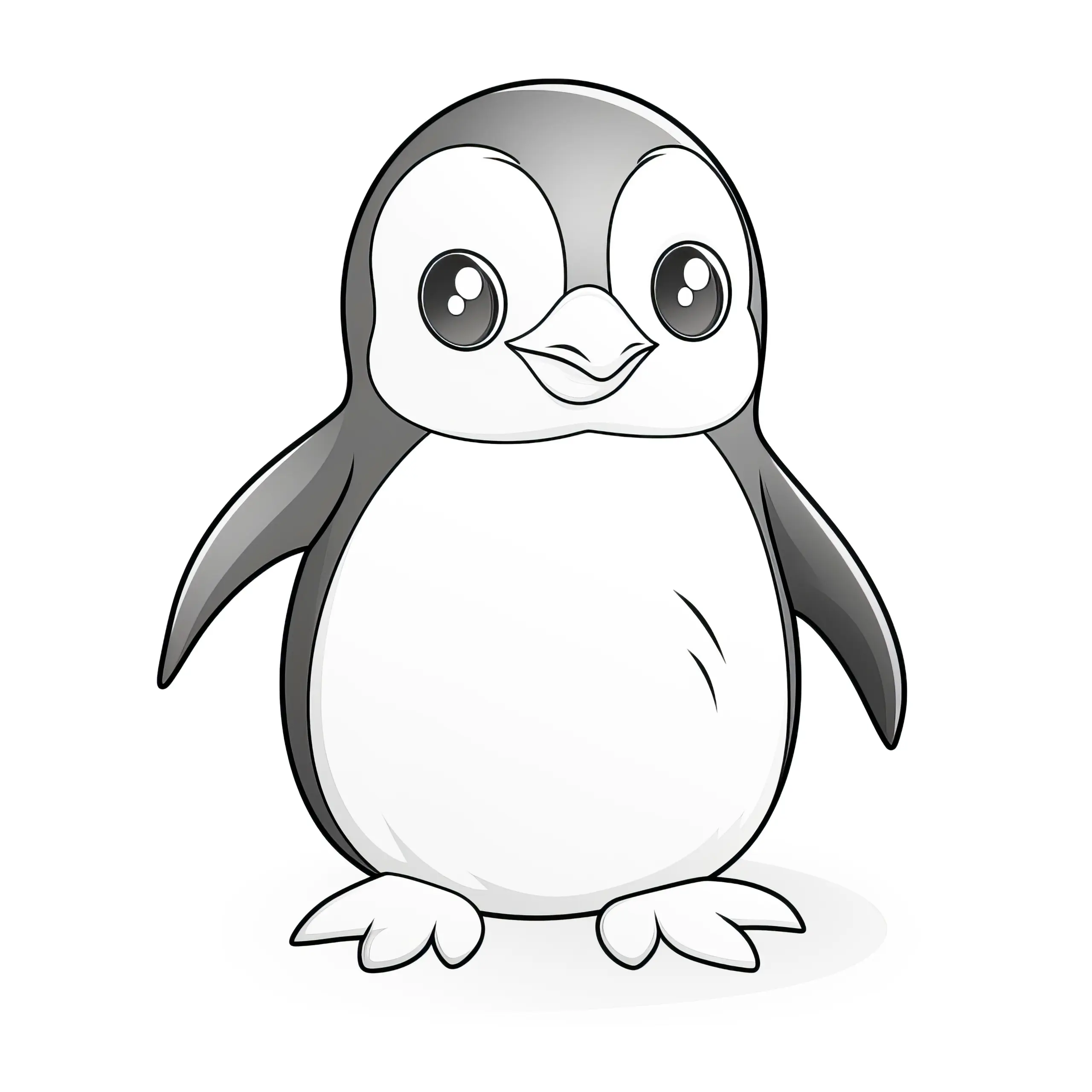 Knuffiger Pinguin mit großen Augen: Einfaches Ausmalbild für Kinder (Gratis)