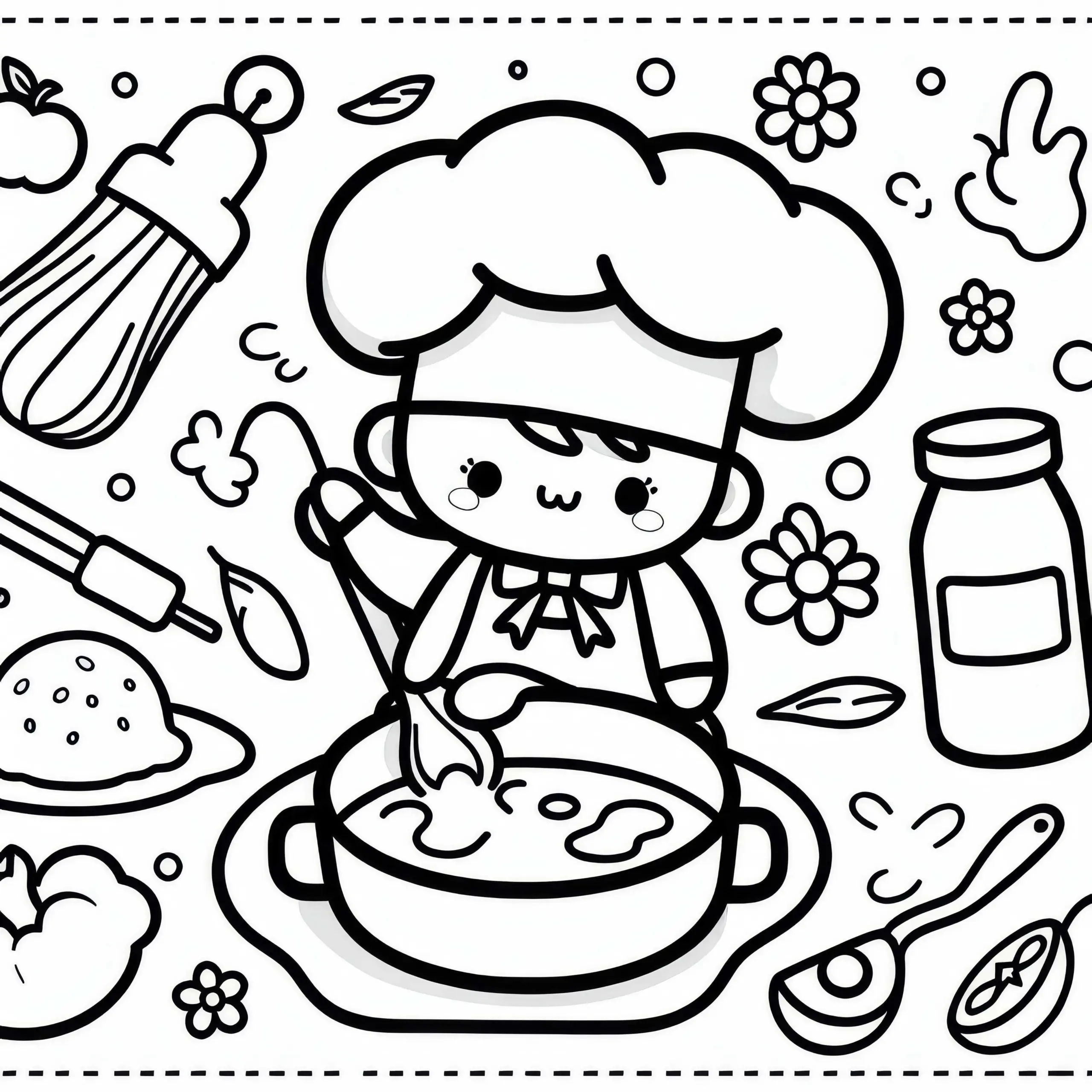 Kochen Ausmalbild für dein Hobby Kostenlos