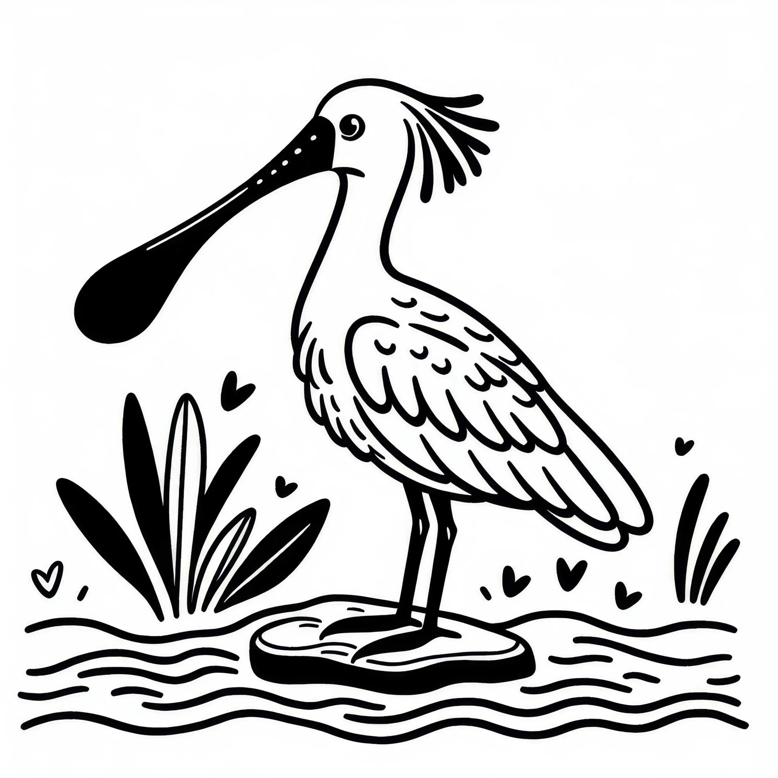Königslöffler (Royal Spoonbill) – Vogel aus Australien und Ozeanien als Malvorlage (Ausmalbild)