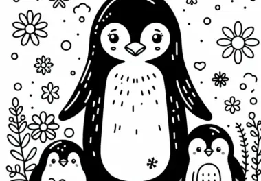 Königspinguin Malvorlage kostenlos herunterladen
