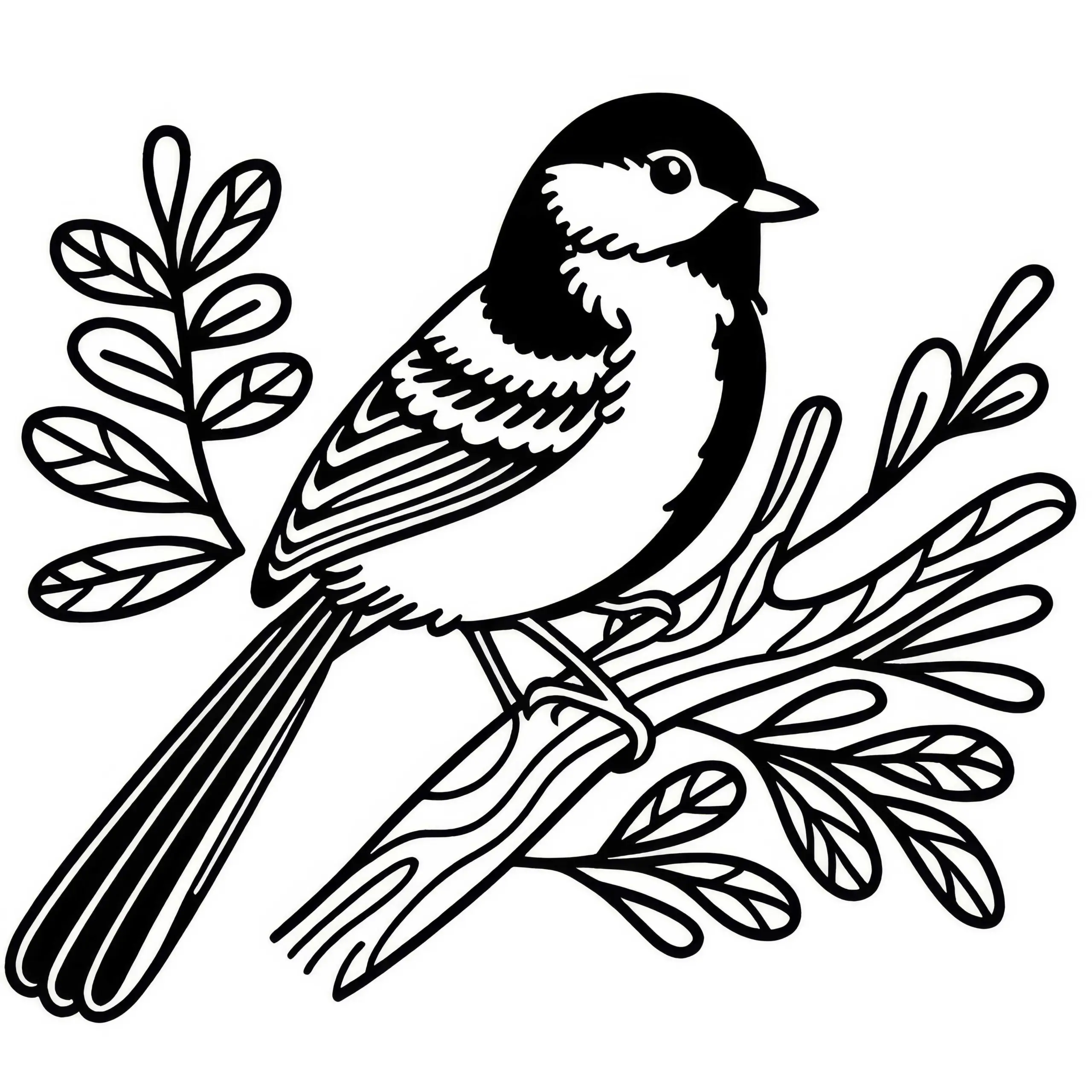 Kohlmeise – Vogel in Europa – Malvorlage kostenlos (Ausmalbild)