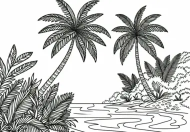Kokospalme Malvorlage Kostenlos – Hochwertiges Ausmalbild