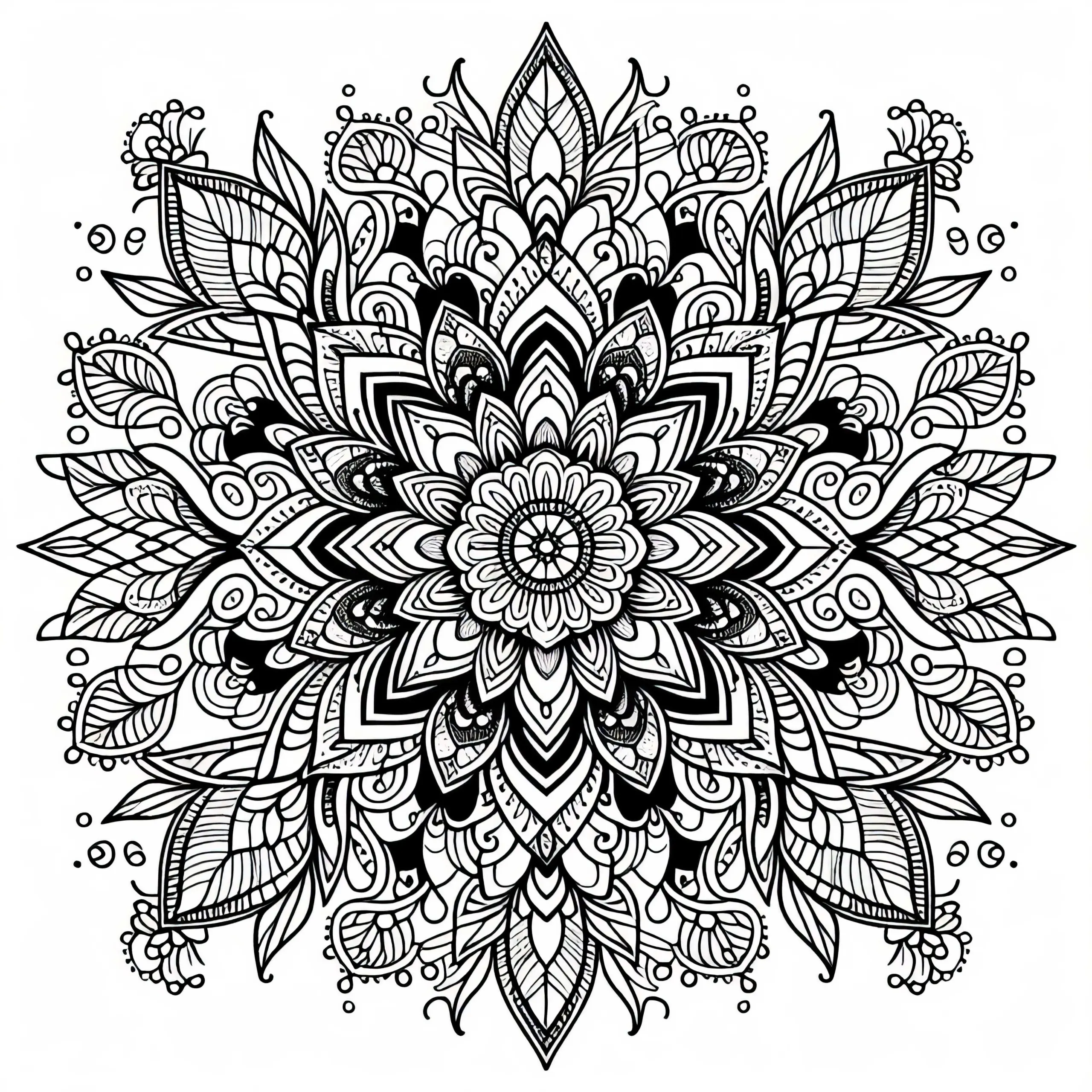 Komplexes florales Mandala Malvorlage: Blume für Erwachsene gratis (Ausmalbild)