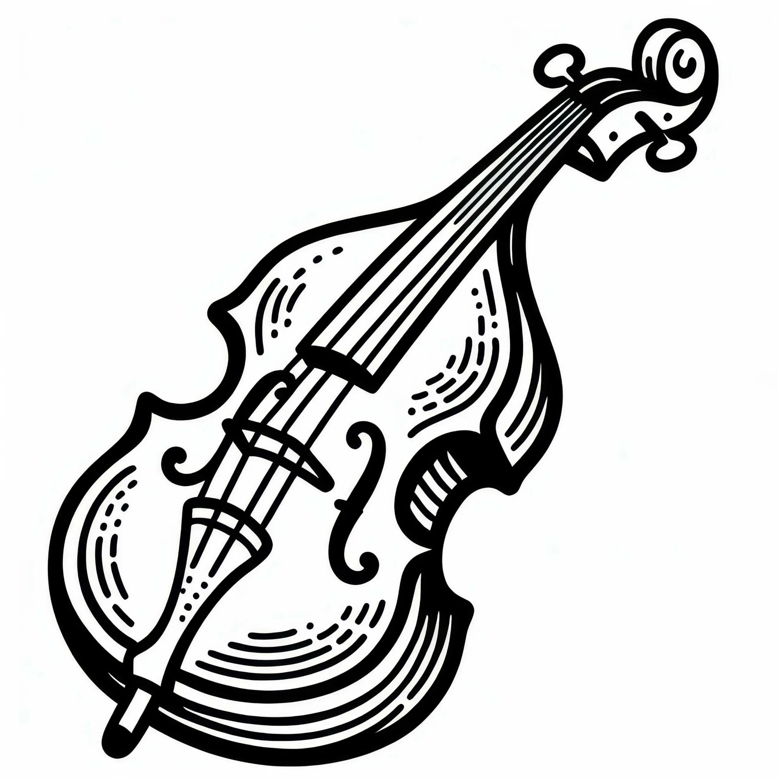Kontrabass Malvorlage für Streichinstrumente Kostenlos (Ausmalbild)