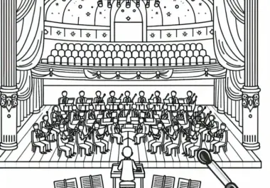 Ausmalbild für einen Dirigenten im Konzertsaal