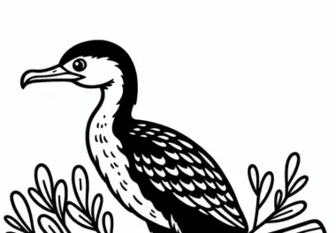 Kormoran – Australian Pied Cormorant – Vogel Australien Ozeanien Malvorlage Kostenlos