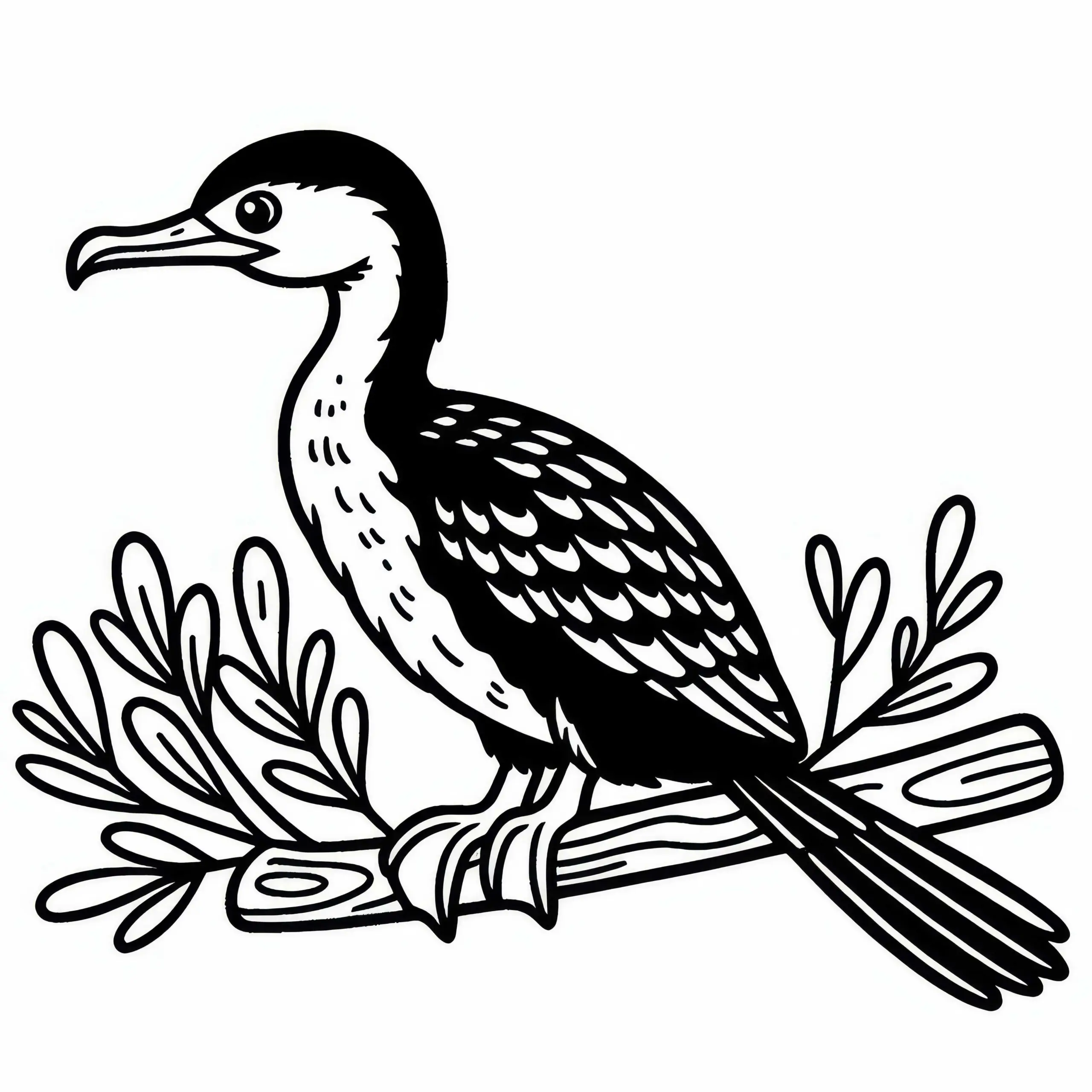 Kormoran – Australian Pied Cormorant – Vogel Australien Ozeanien Malvorlage Kostenlos (Ausmalbild)