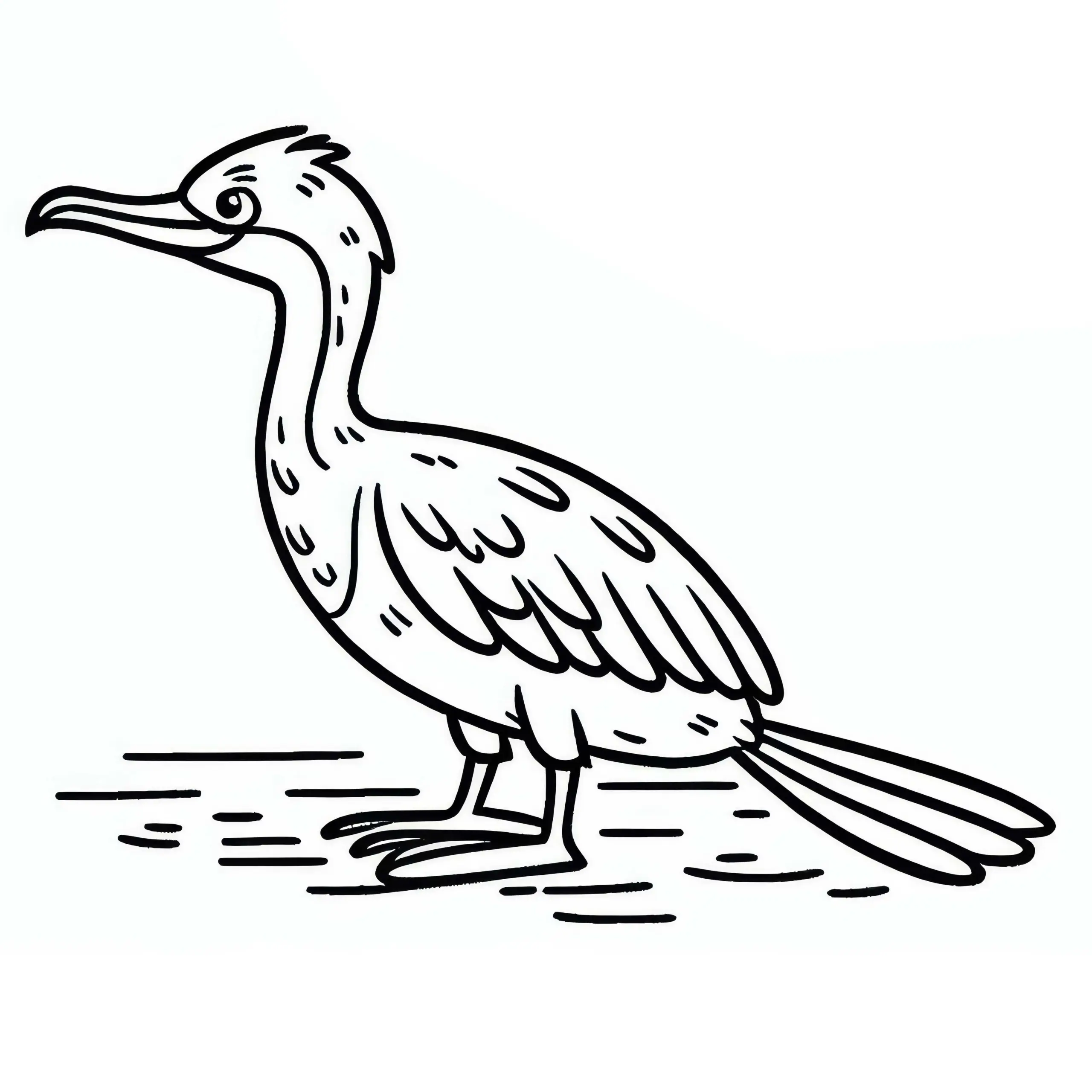 Kormoran – Double-Crested Cormorant Vogel aus Nordamerika – Malvorlage gratis (Ausmalbild)
