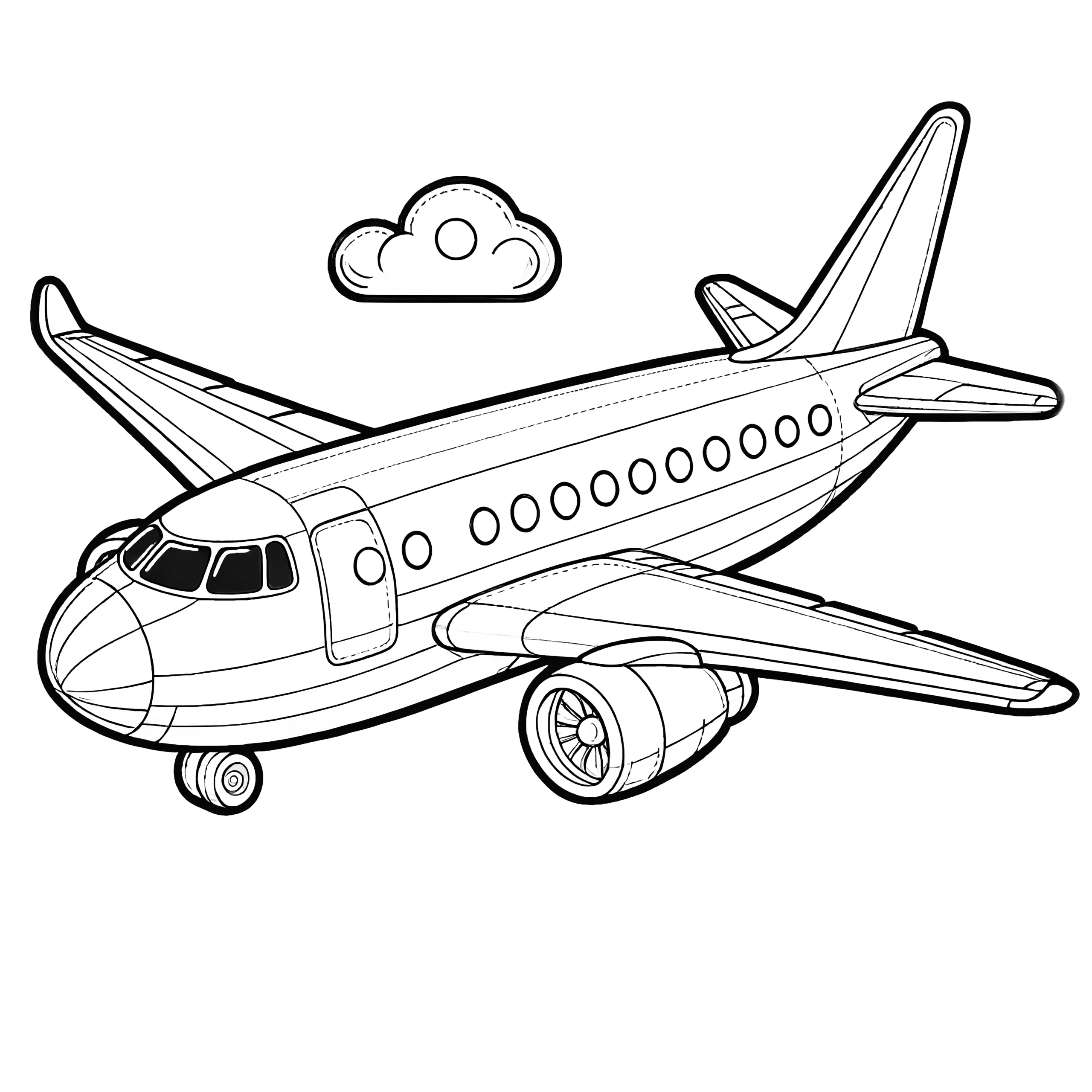 Kostenlos zum Download: Ausmalbild Passagierflugzeug